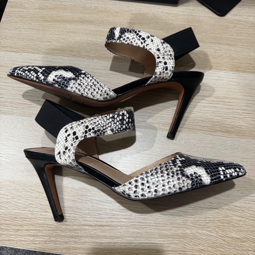 Franco Sarto Lima Pointed Toe Snakeskin Leather Ankle Strap Pumps Size 9.5 - Picture 5 of 9